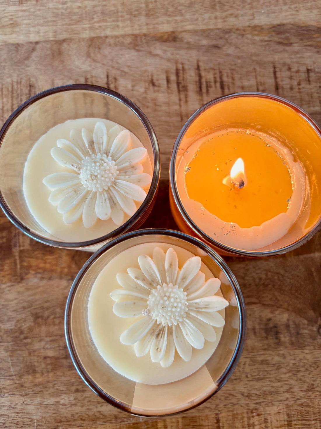 Hand-Poured Candles with Beautiful Floral Details